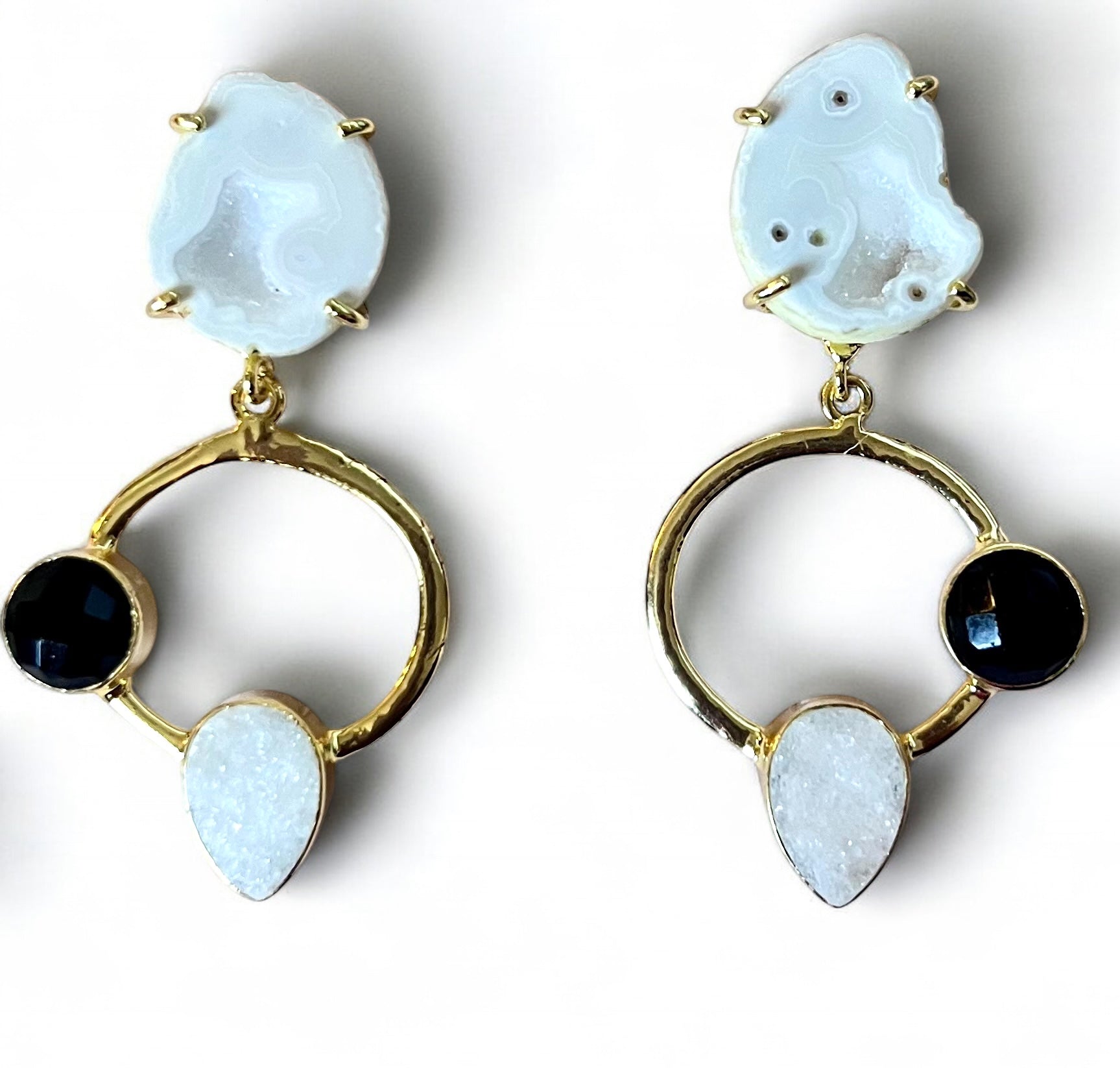 White & Black Loop Earrings