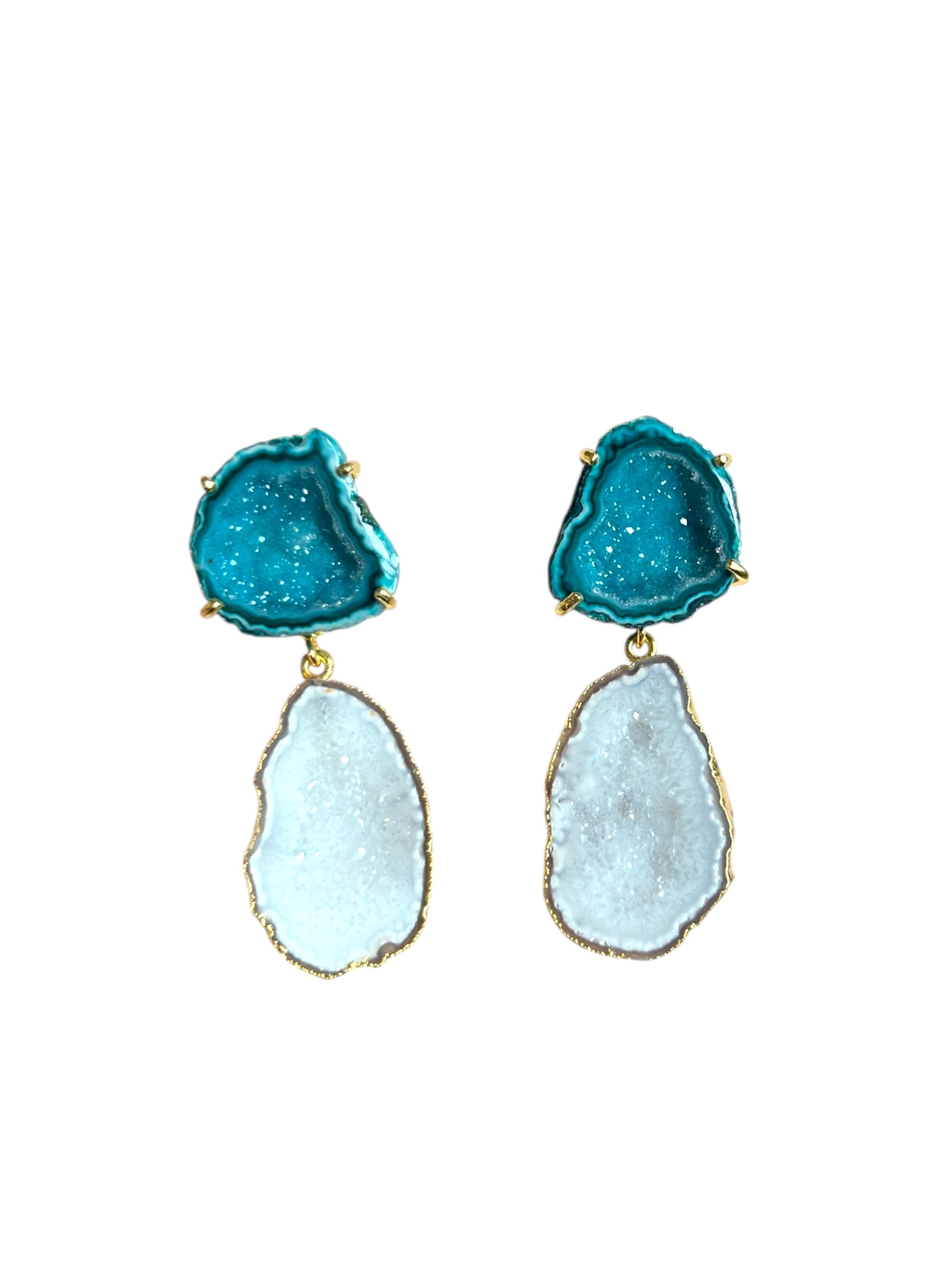 Green & White Drop Earrings