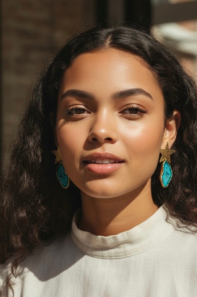 Green North Star Earrings