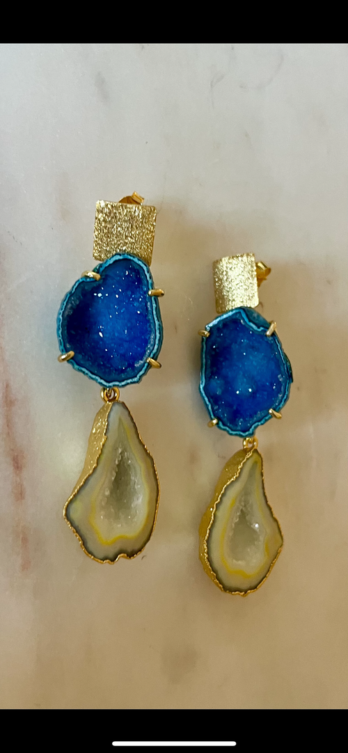 Aqua & Yellow Rocks Earrings