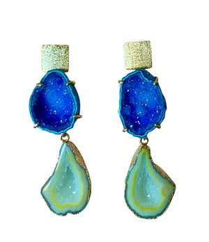 Aqua & Yellow Rocks Earrings