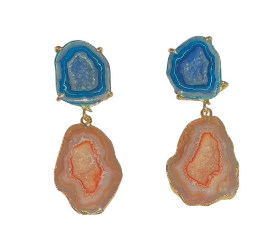 Blue & Peach Cocktail Earrings