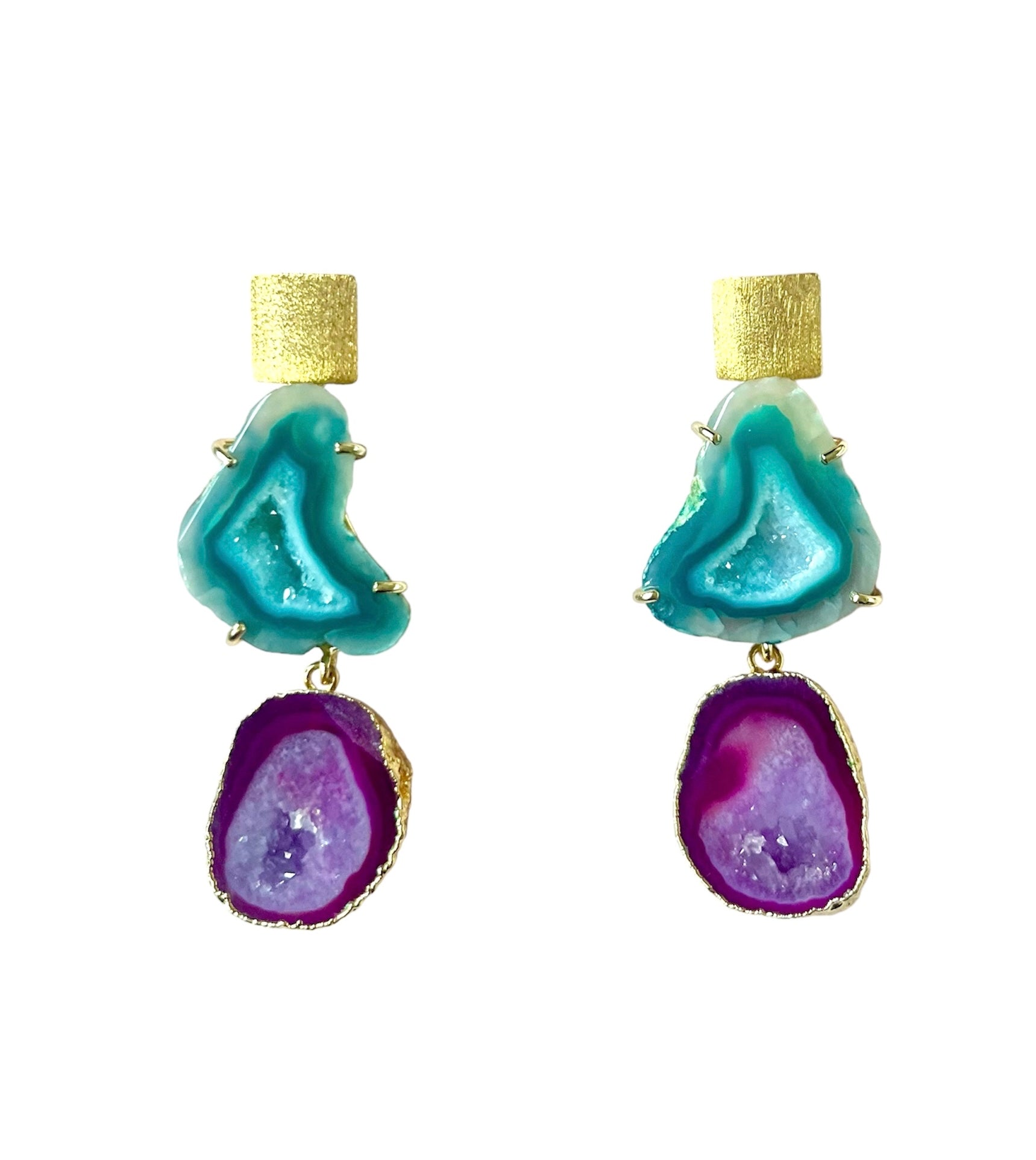 Aqua & Pink Cocktail Earrings