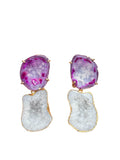 Pink Swirl & White Earrings