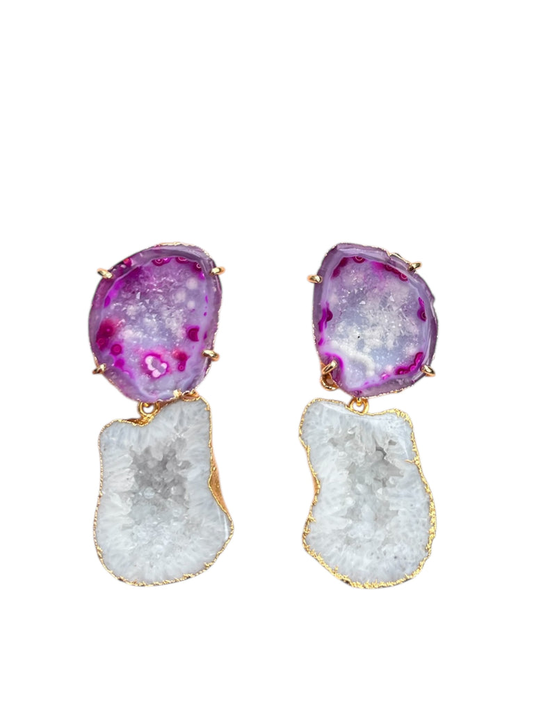 Pink Swirl & White Earrings