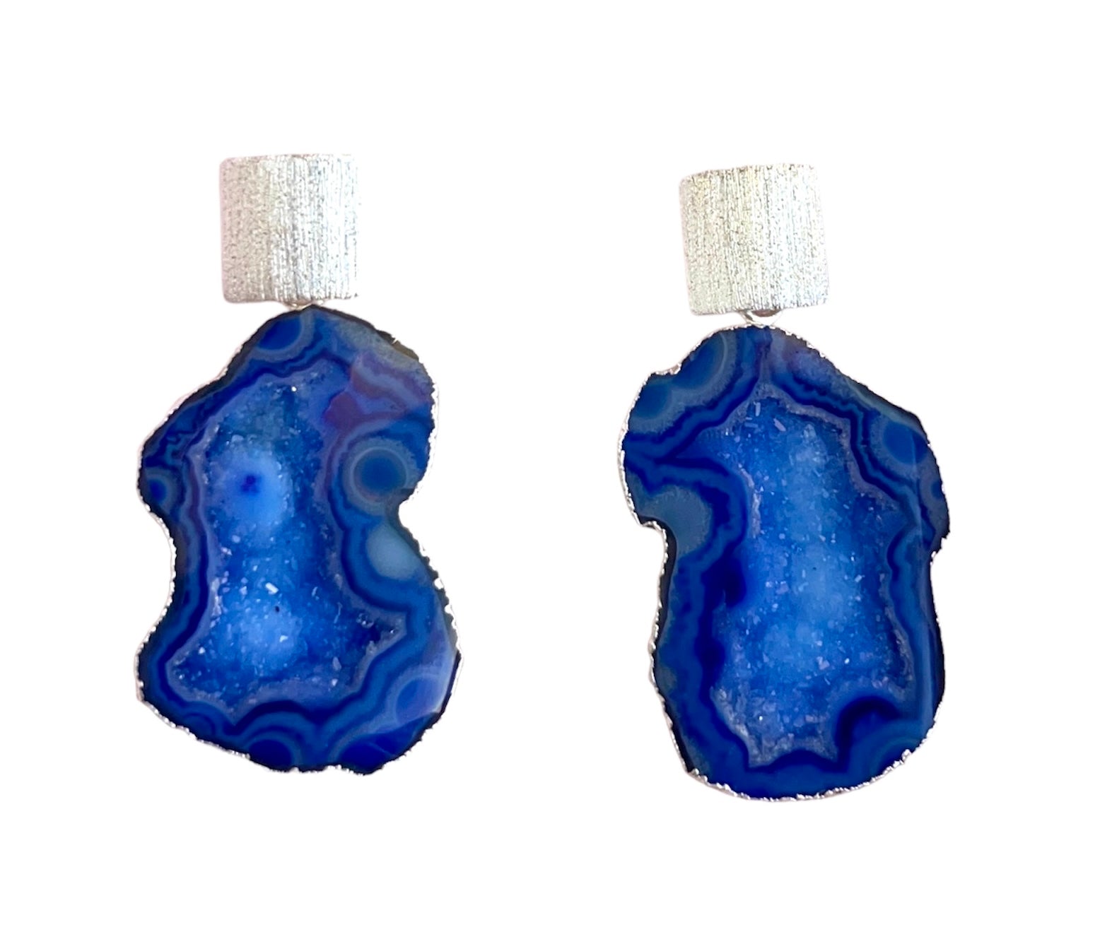 Silver Rocks in the Sky Blue Earrings