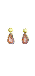 Orange Swirl Circle Earrings
