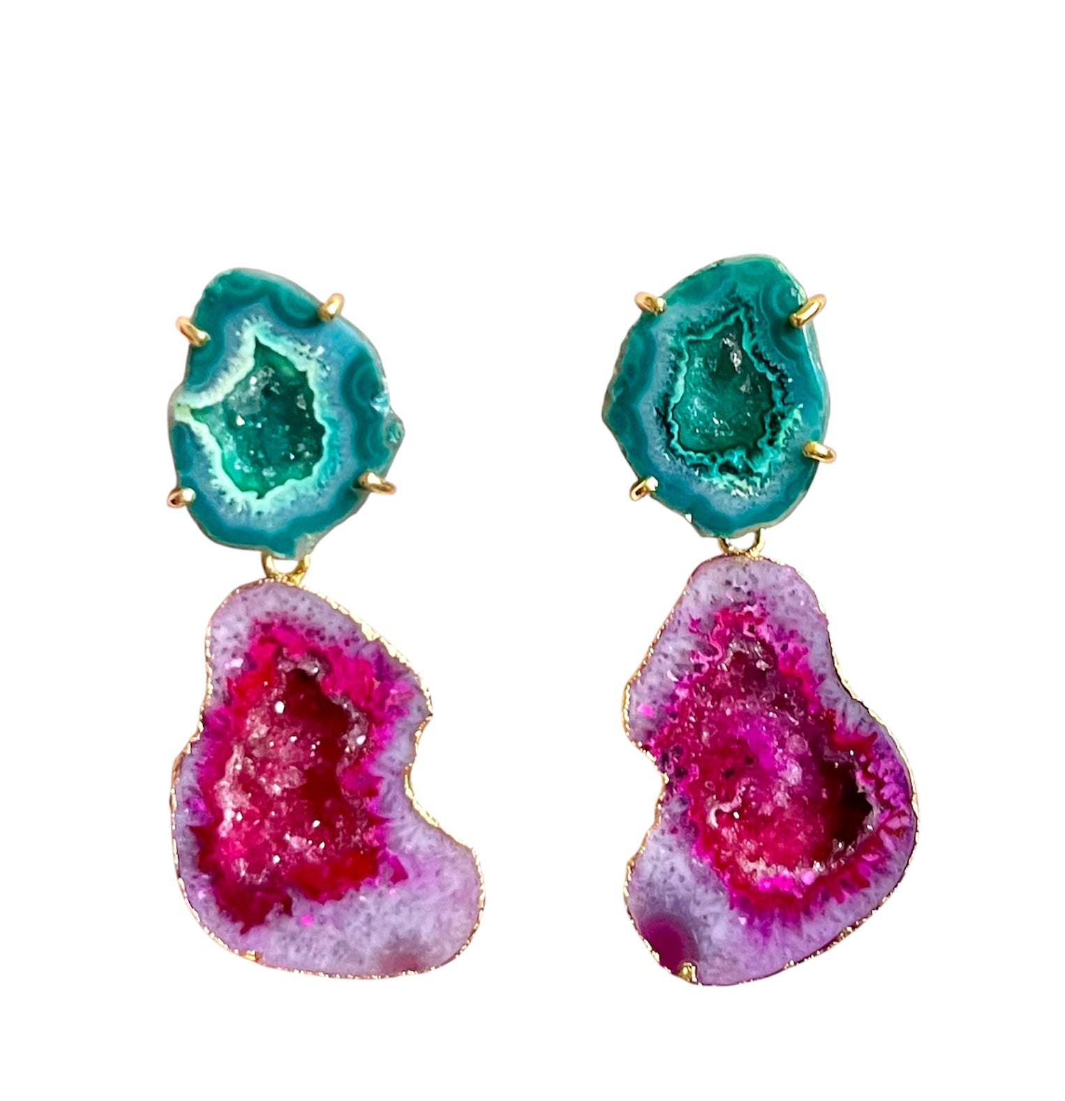 Green & Pink Cocktail Earrings