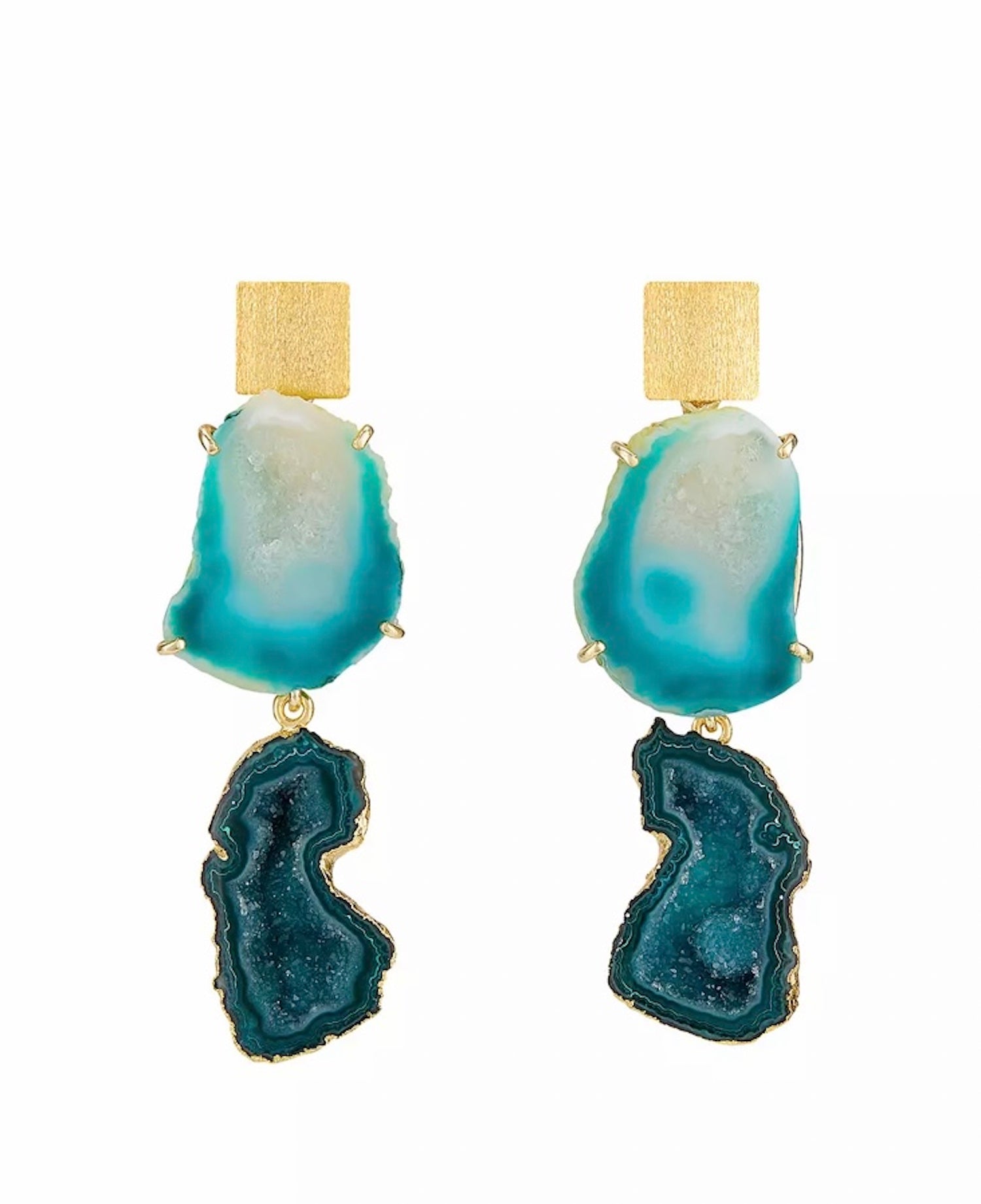 Double Aqua Cocktail Earrings