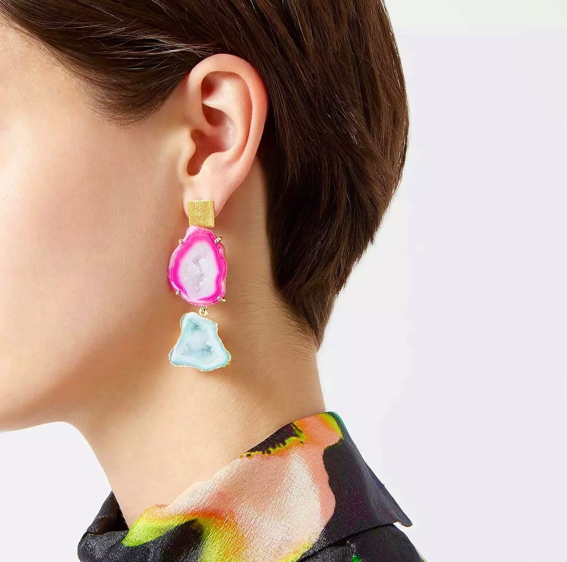 Pink & Green Rocks in The Sky Earrings