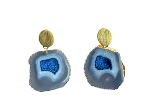 Blue Circle Rocks Earrings