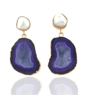 The Pearl Rocks Purple Earrings