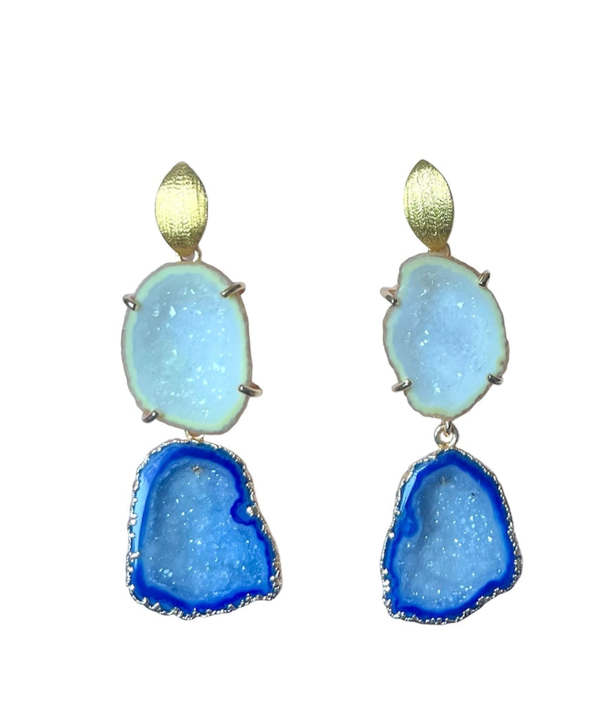 Yellow & Blue Rocks Earrings