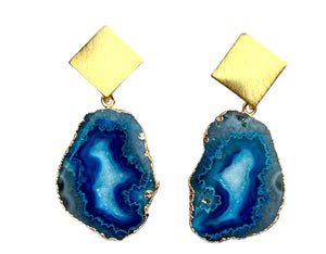 Blue Triangle Rocks Earrings