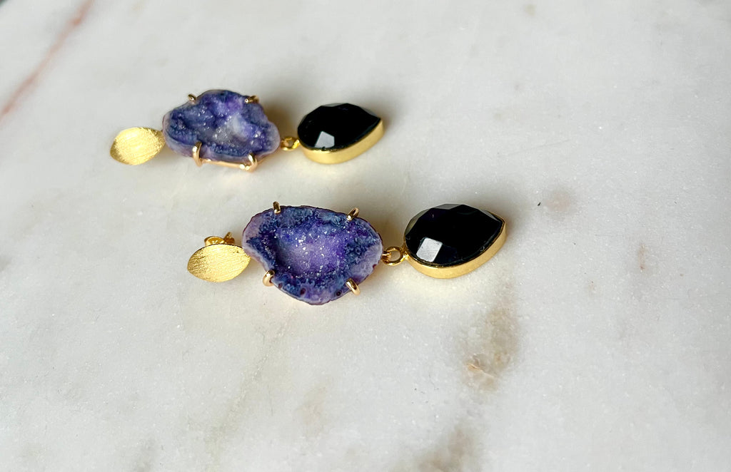 Purple and Black Rocks in The Sky Earrings