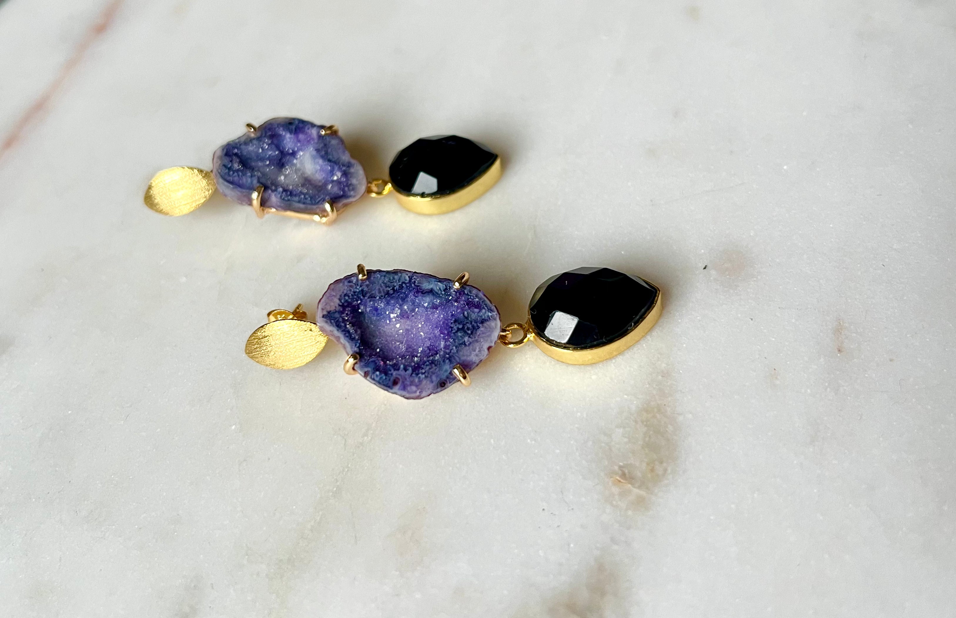 Purple and Black Rocks in The Sky Earrings