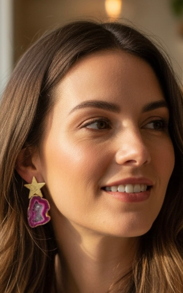 Pink North Star Earrings