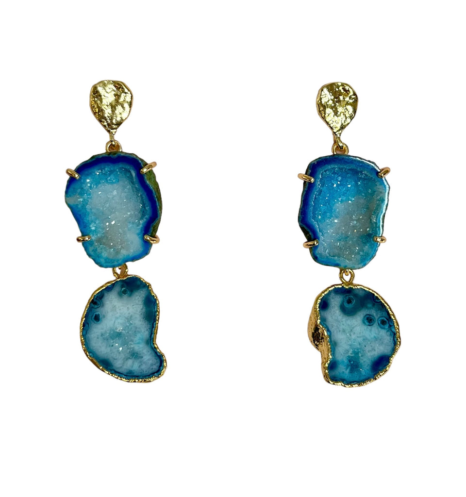 Double Sea Blue Rocks In The Sky Earrings