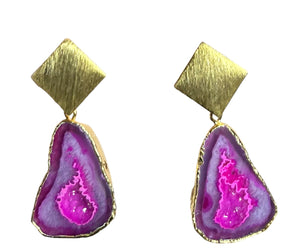 Pink Triangle Rocks Earrings