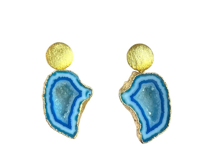 Blue Circle Rocks in The Sky Earrings