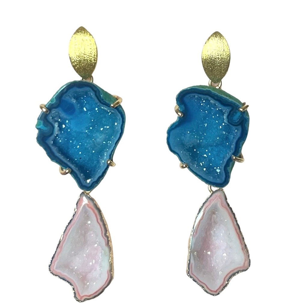 Blue & Peach Rocks Earrings