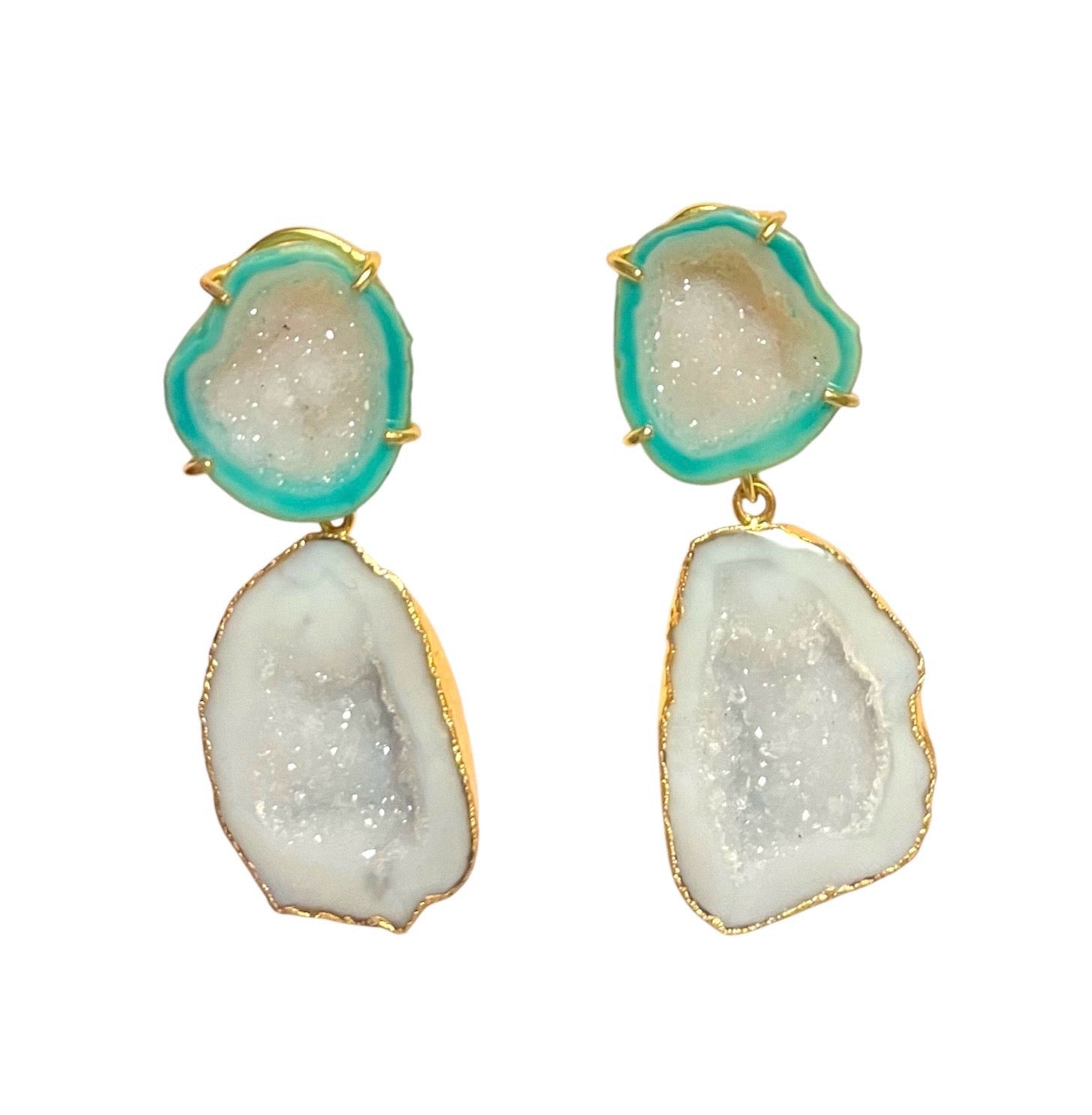 Aqua & White Cocktail Earrings