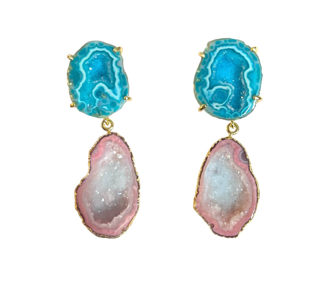 Teal & Peach Drops Earrings