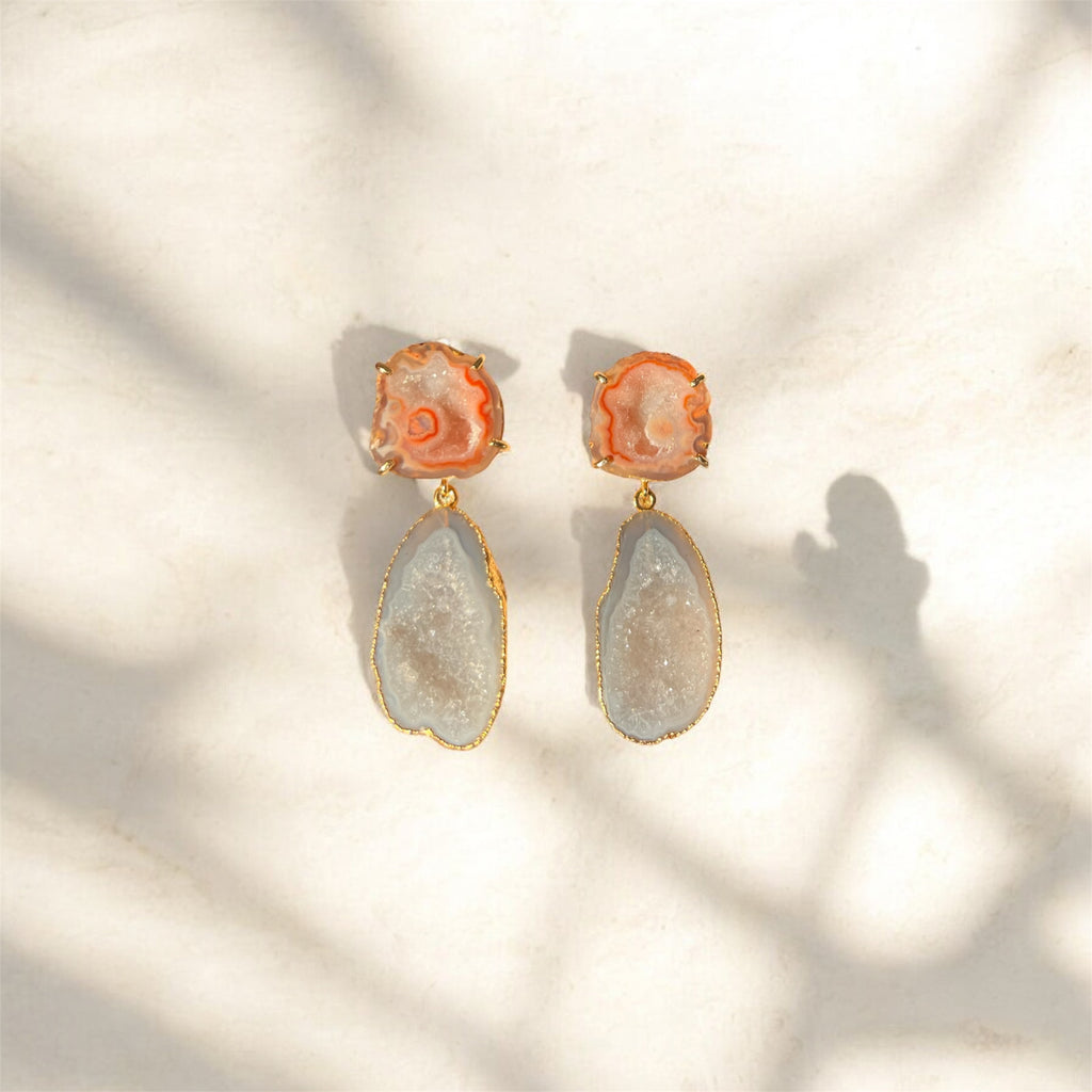 Peach & Grey Cocktail Earrings