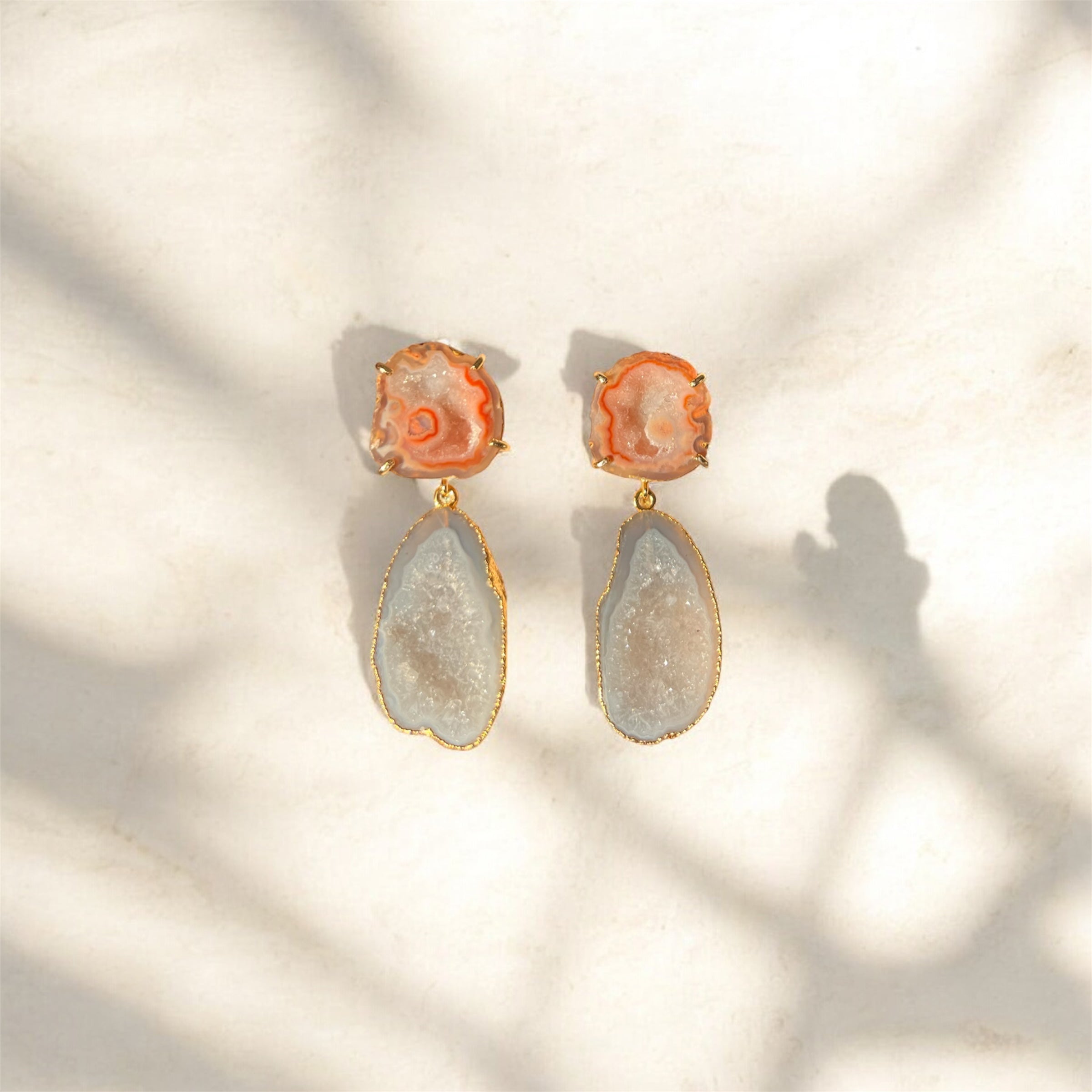 Peach & Grey Cocktail Earrings