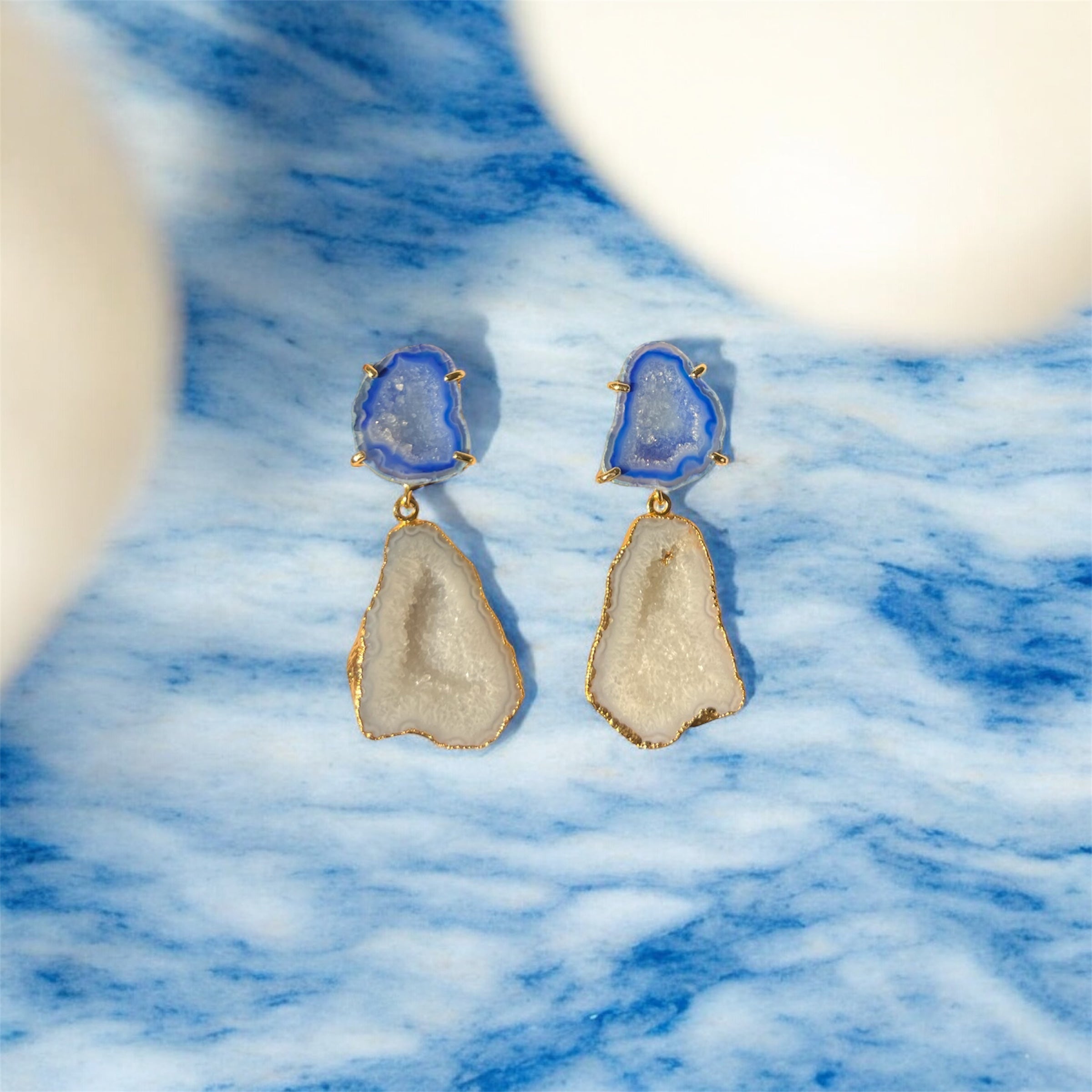 Blue & Grey Cocktail Earrings
