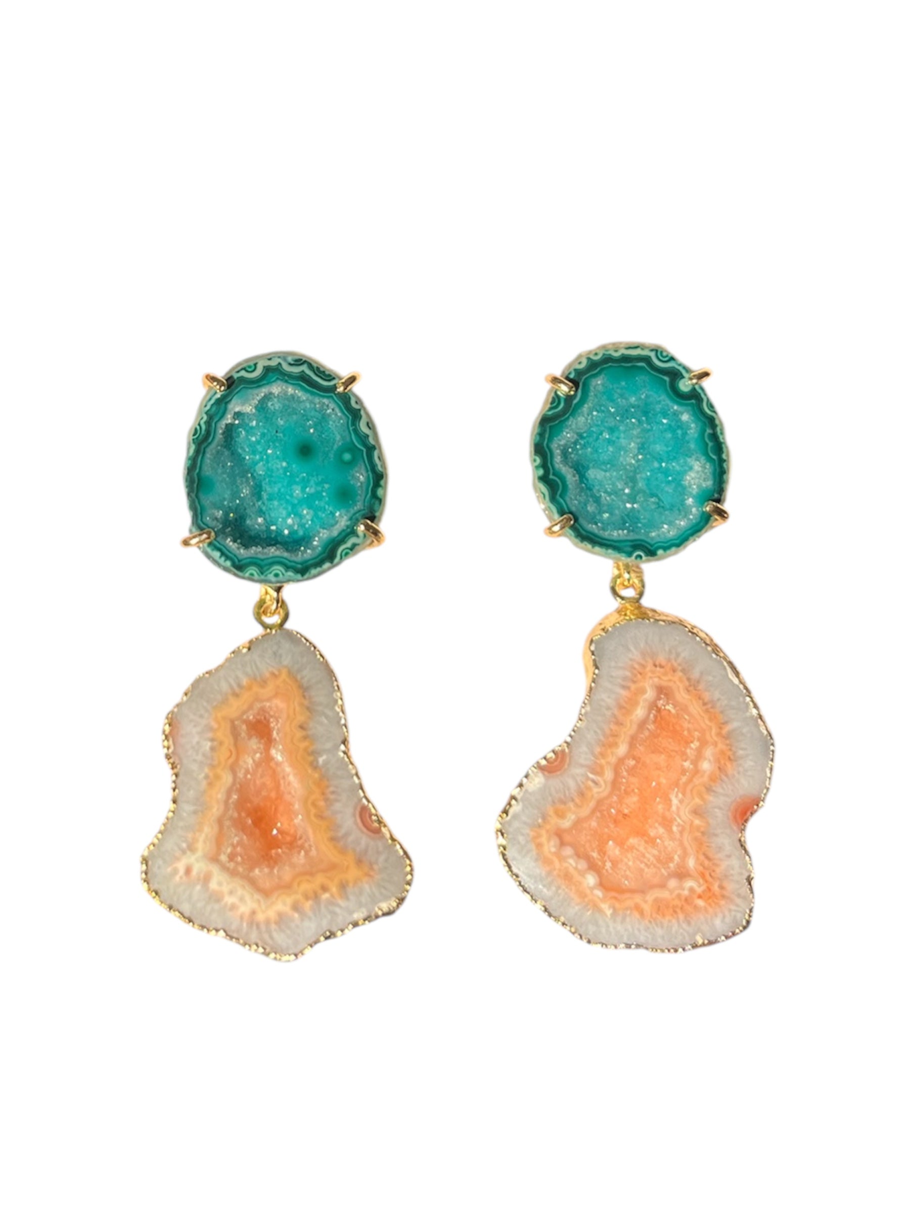 Green & Peach Cocktail Earrings