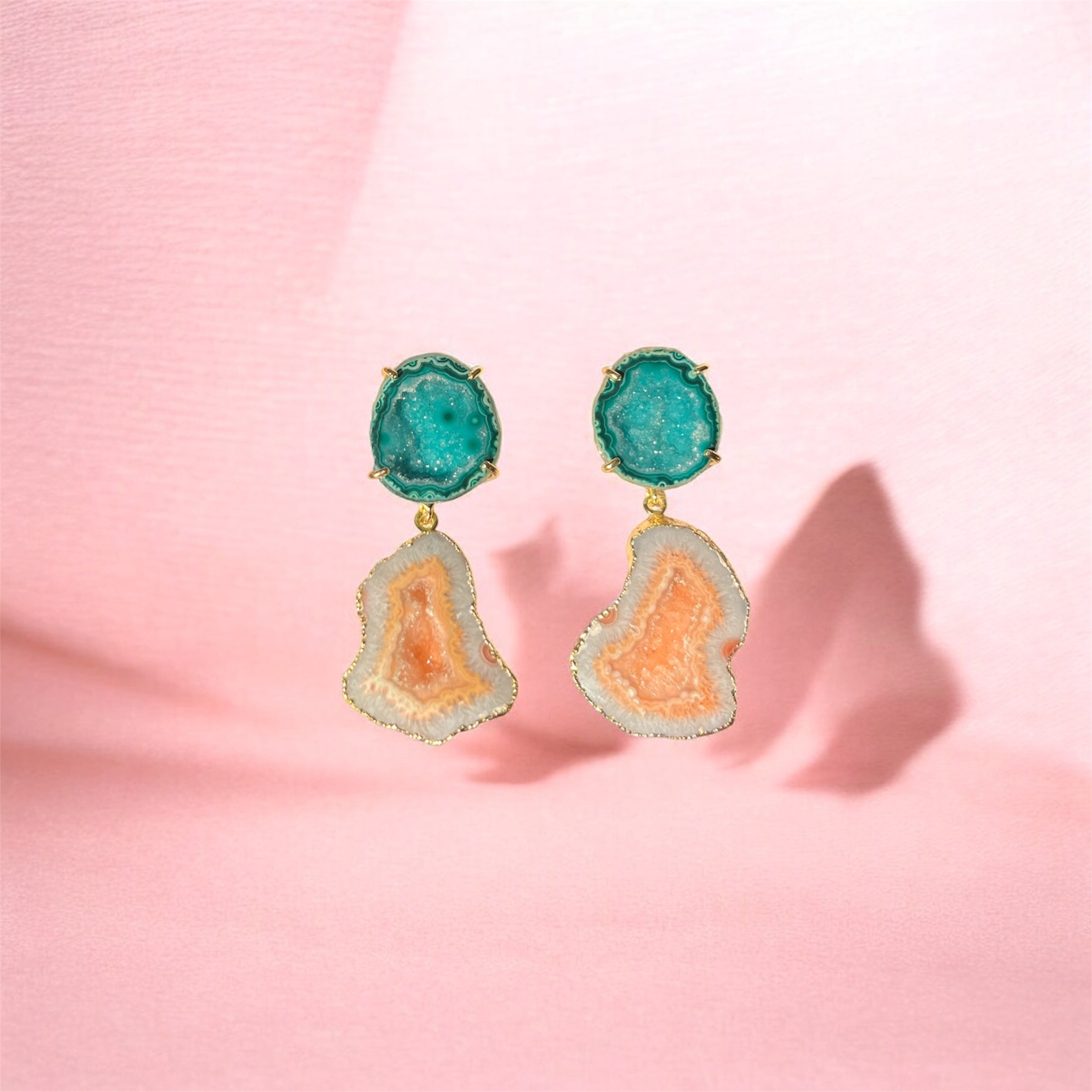 Green & Peach Cocktail Earrings