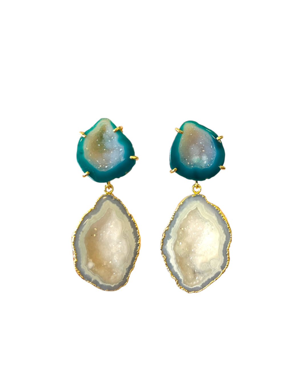 Green & Grey Cocktail Earrings