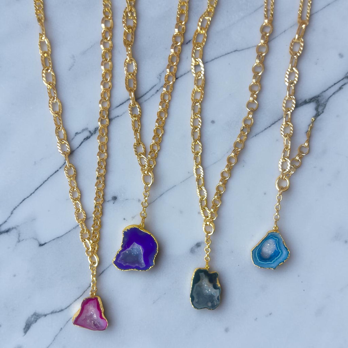 Aqua Rock Drops Necklace