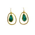 Green Hoop Rock Drops Earring