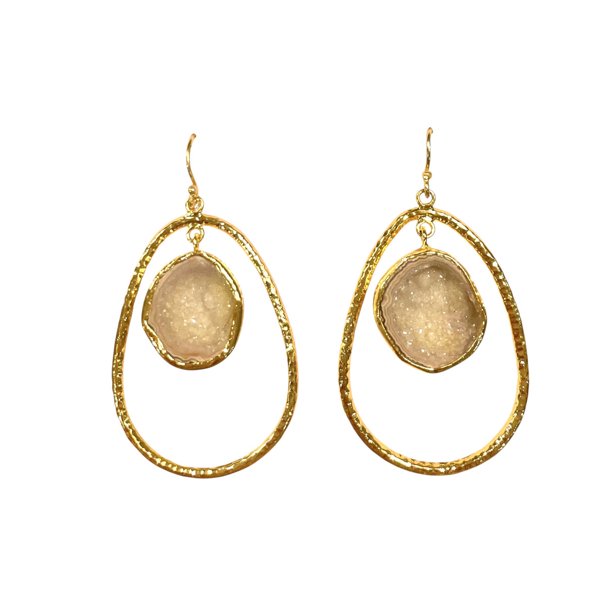 Yellow Hoop Rock Drops Earring