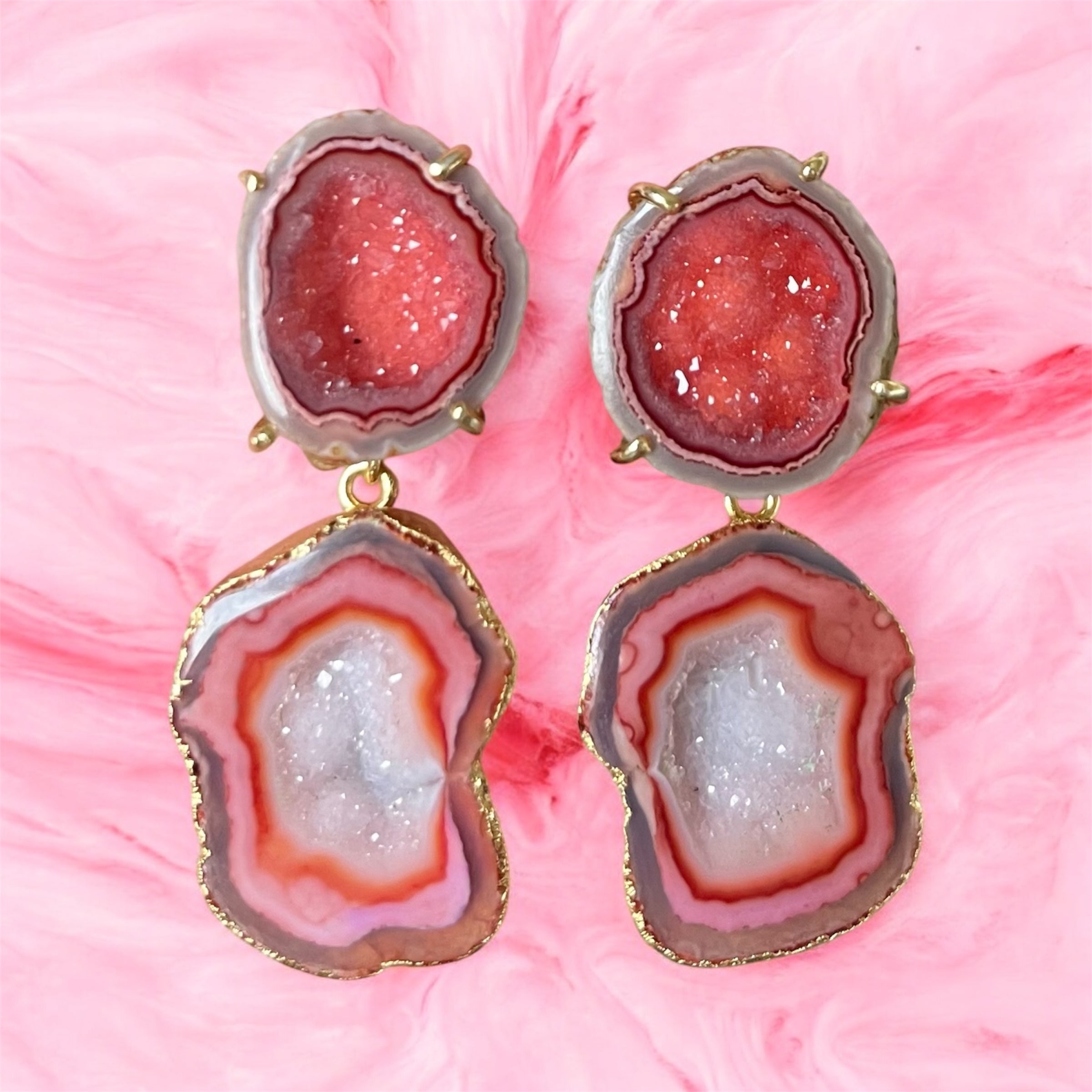 Rustic Orange & Pink Cocktail Earrings