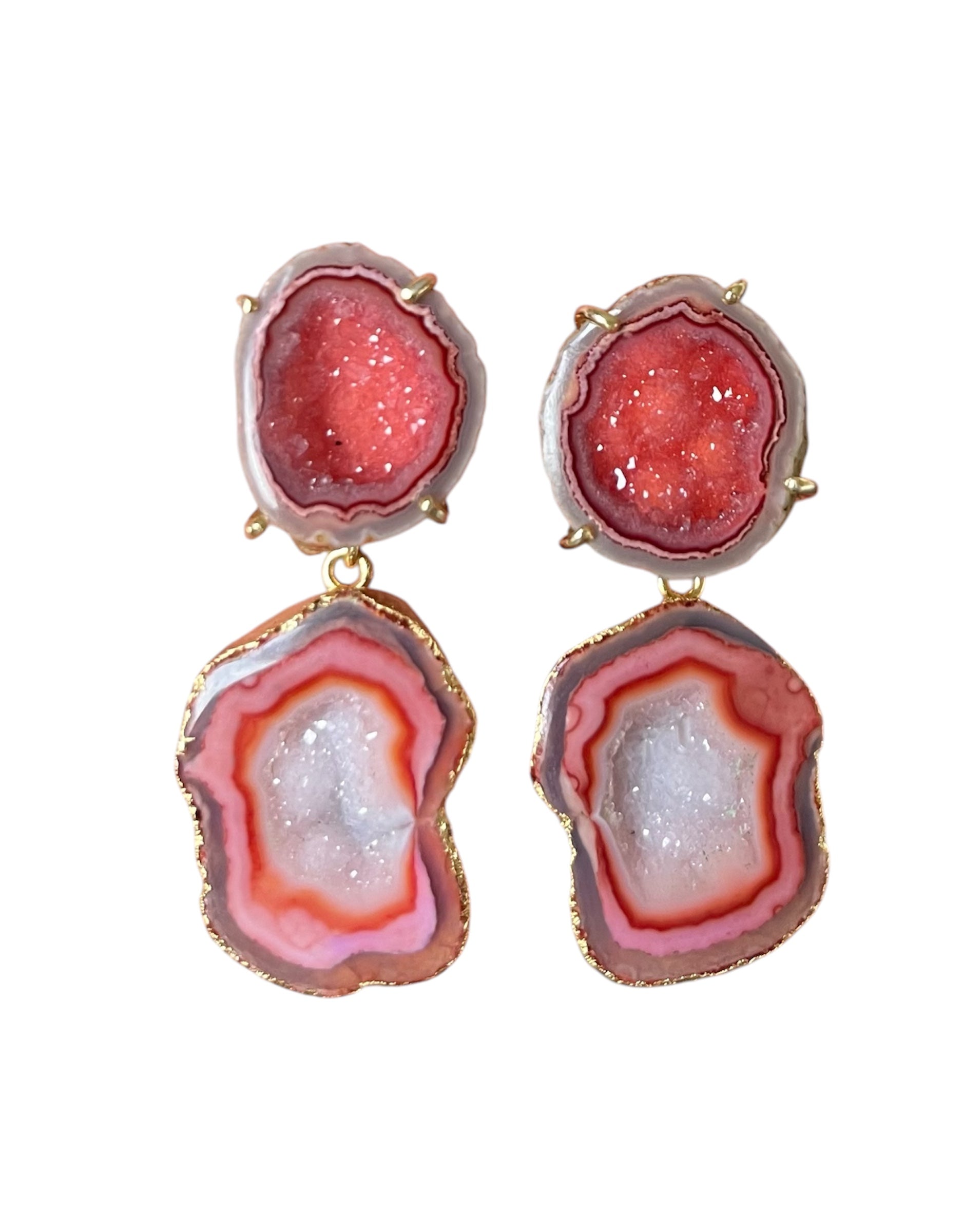 Rustic Orange & Pink Cocktail Earrings