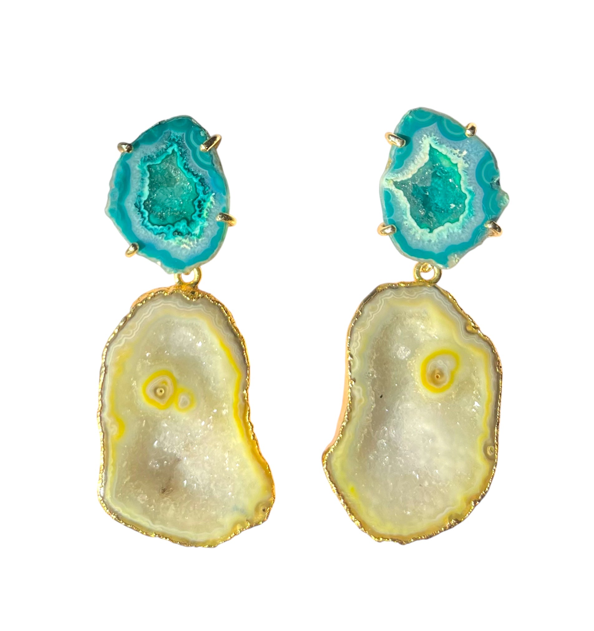 Sea Green & Lemon Cocktail Earrings