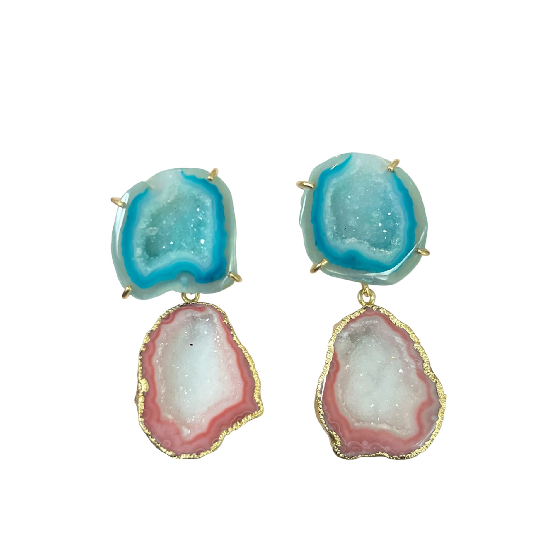 Aqua & Coral Cocktail Earrings