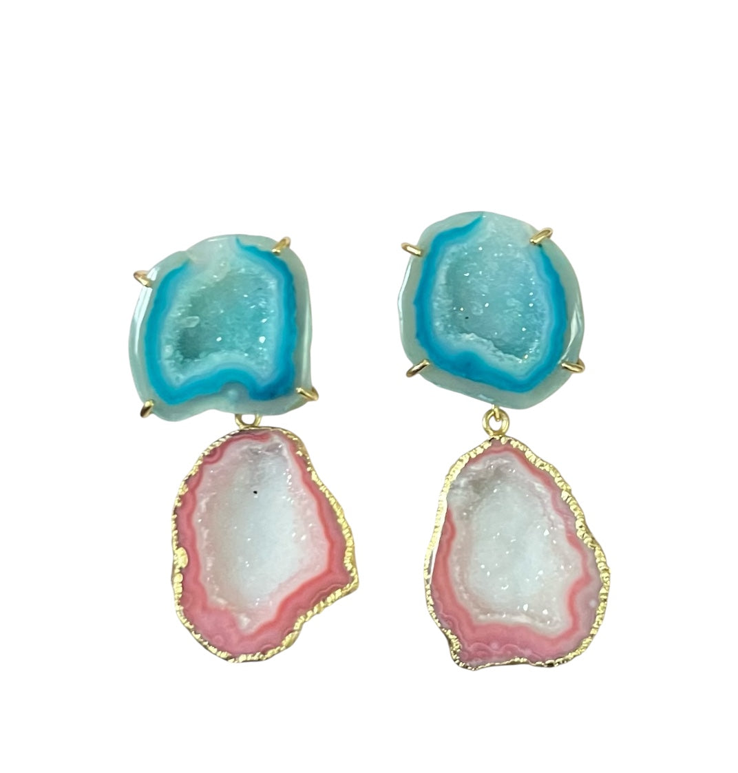 Aqua & Coral Cocktail Earrings
