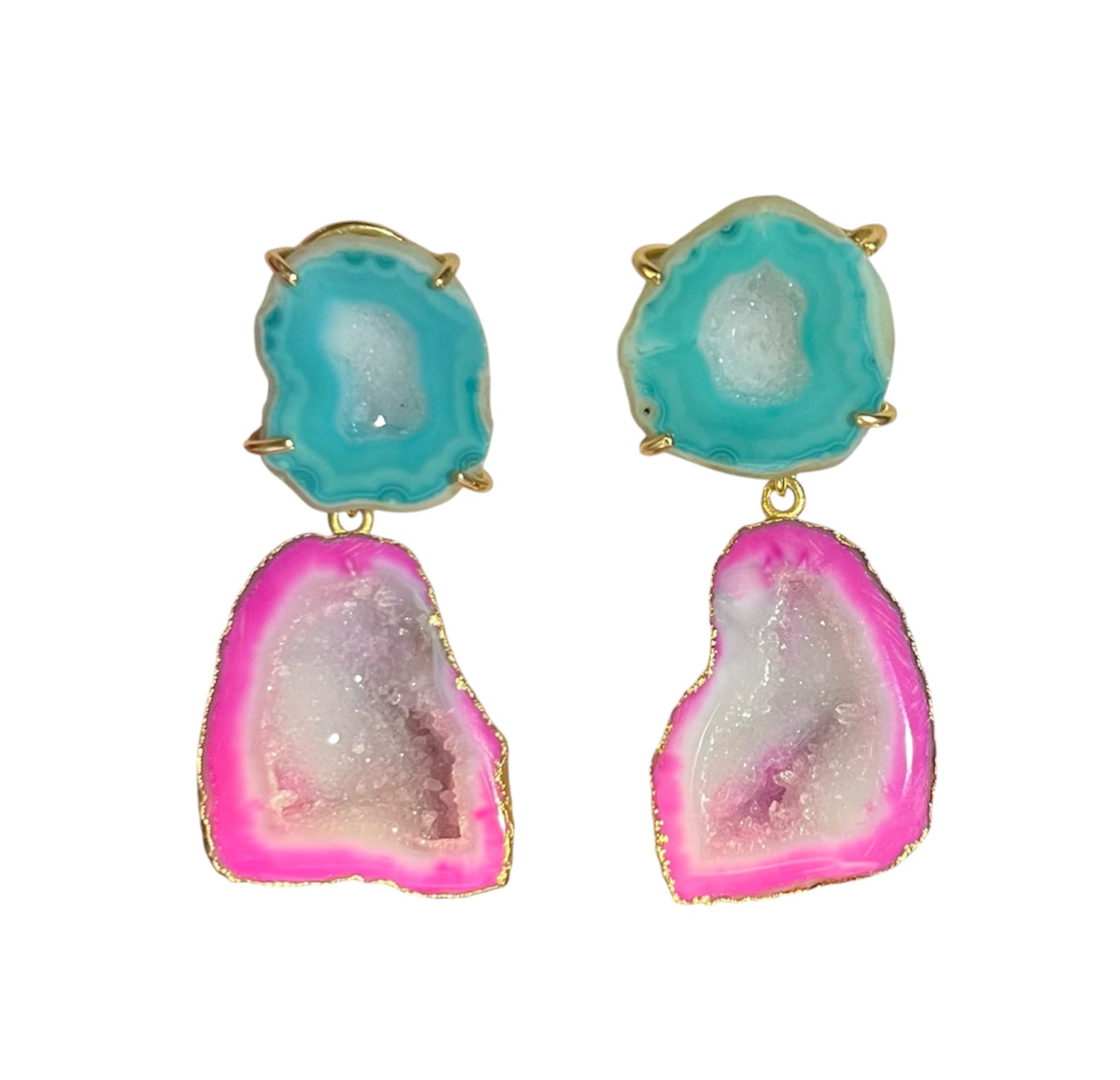 Aqua & Fuscia Cocktail Earrings