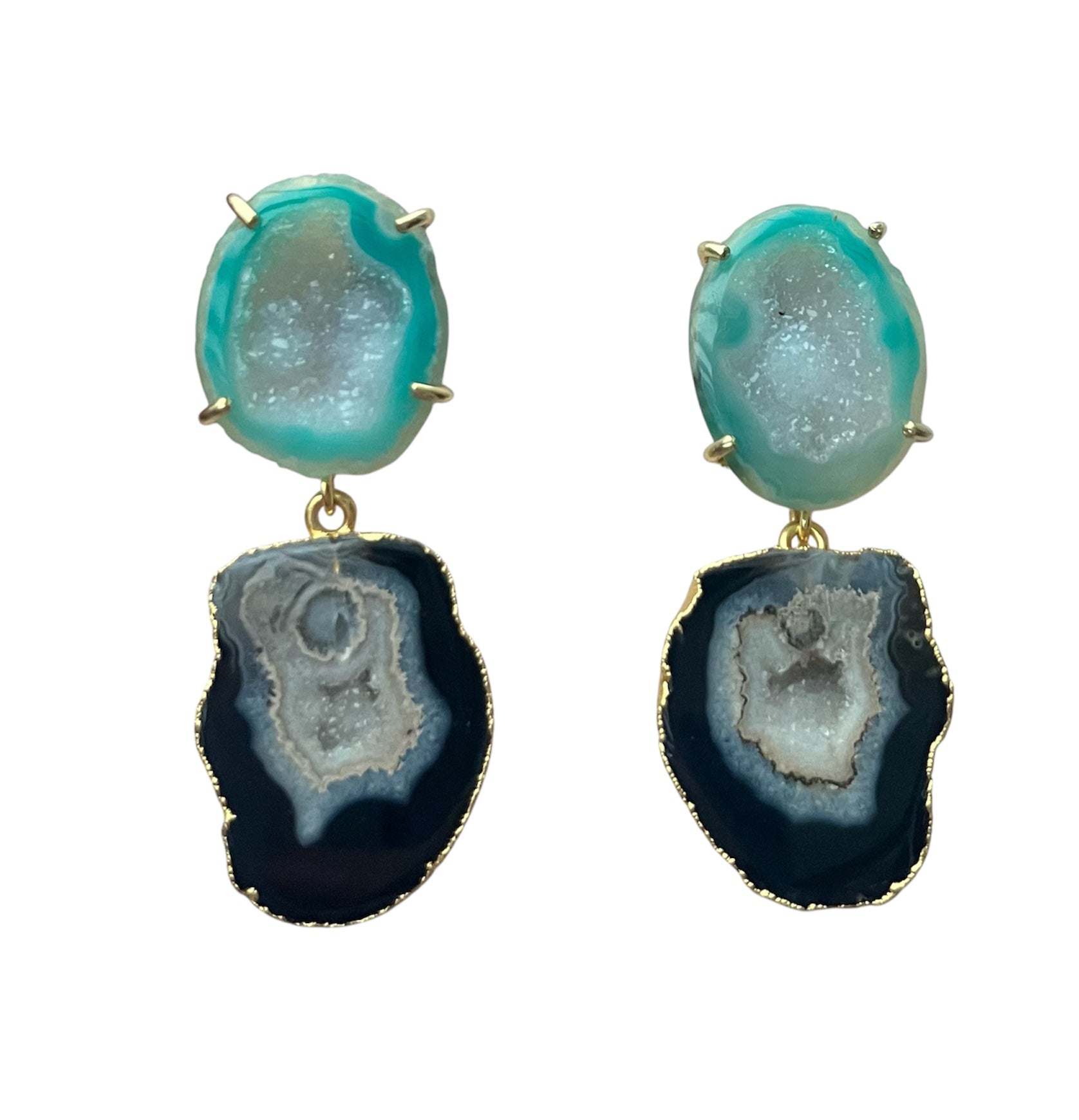 Aqua & Black Cocktail Earrings