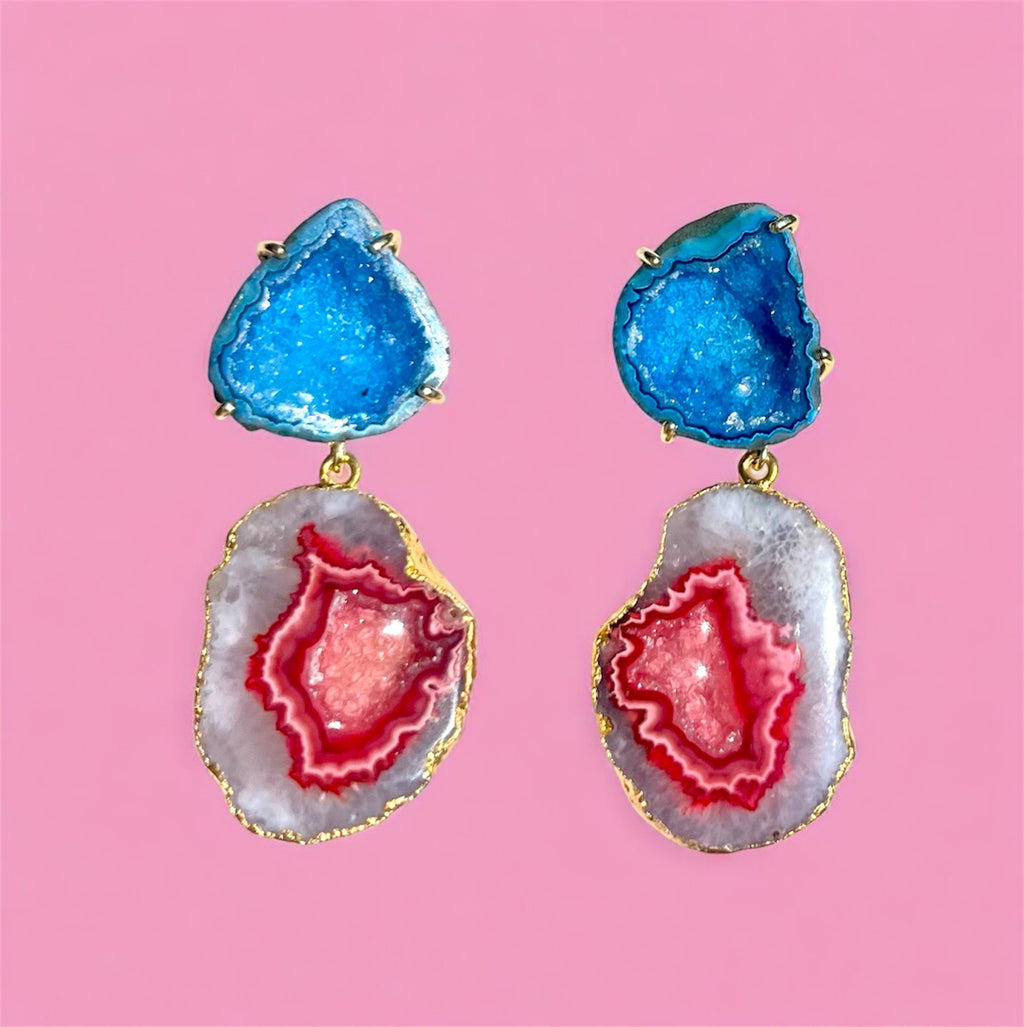 Blue & Terracotta Cocktail Earrings