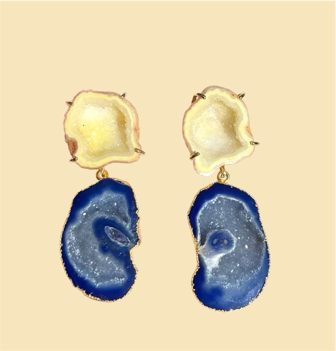 Yellow & Navy Cocktail Earrings