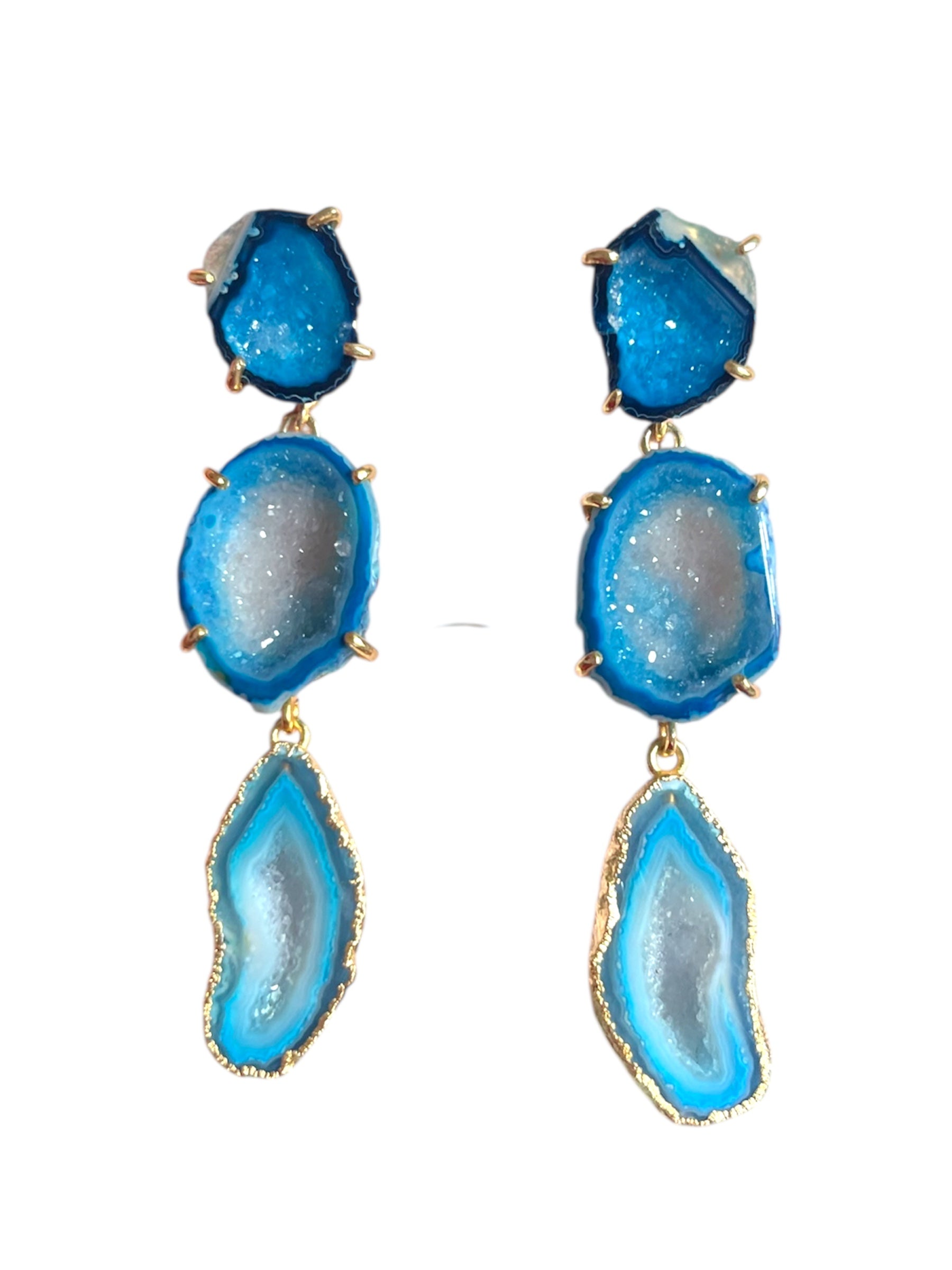 Triple Blue Drop Earrings