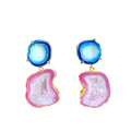 Blue & Pink Drop Earrings