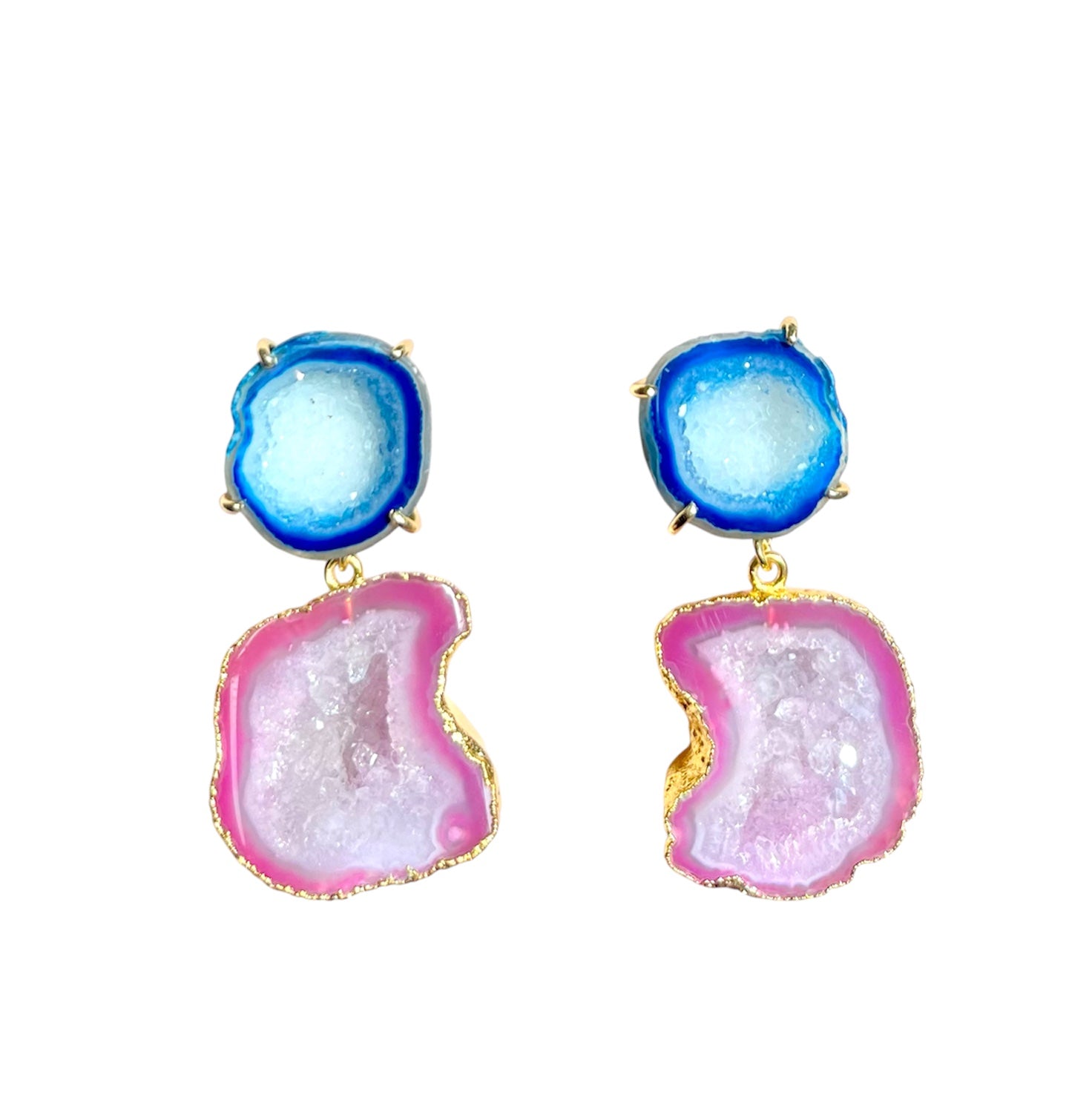 Blue & Pink Drop Earrings