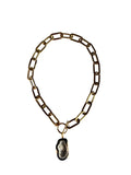 Black Oval Chain T-Bar Necklace