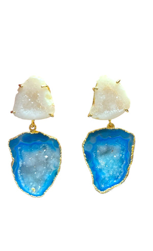 White & Aqua Earrings